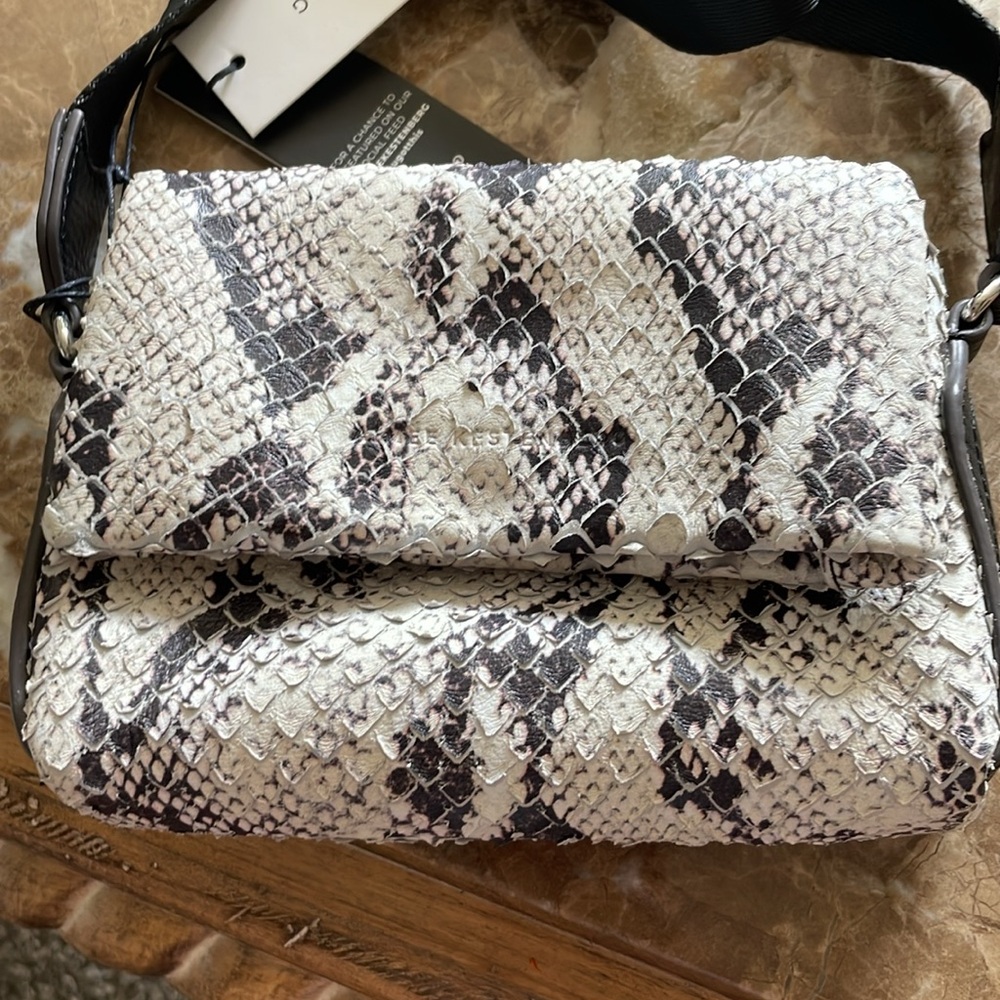 NWT Aimee Kestenberg Leather Broadway Mini Crossbody Vanilla Snake bag